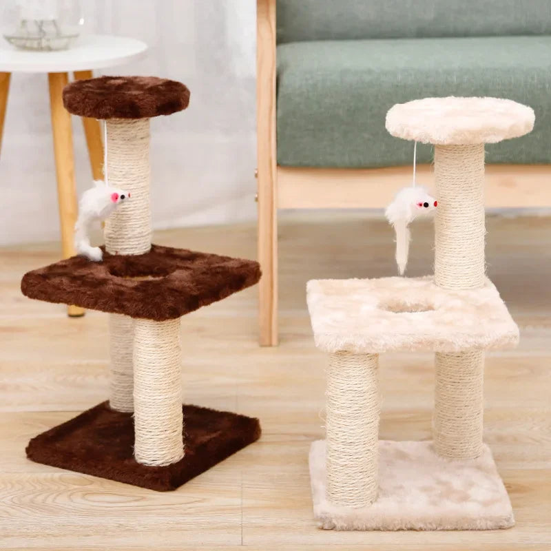 3-Layers Cats Toys Scratching Post Sisal Rope Three Pillars for Kitten Grind Claw Cat Climbing Frame Posts Pet Furniture