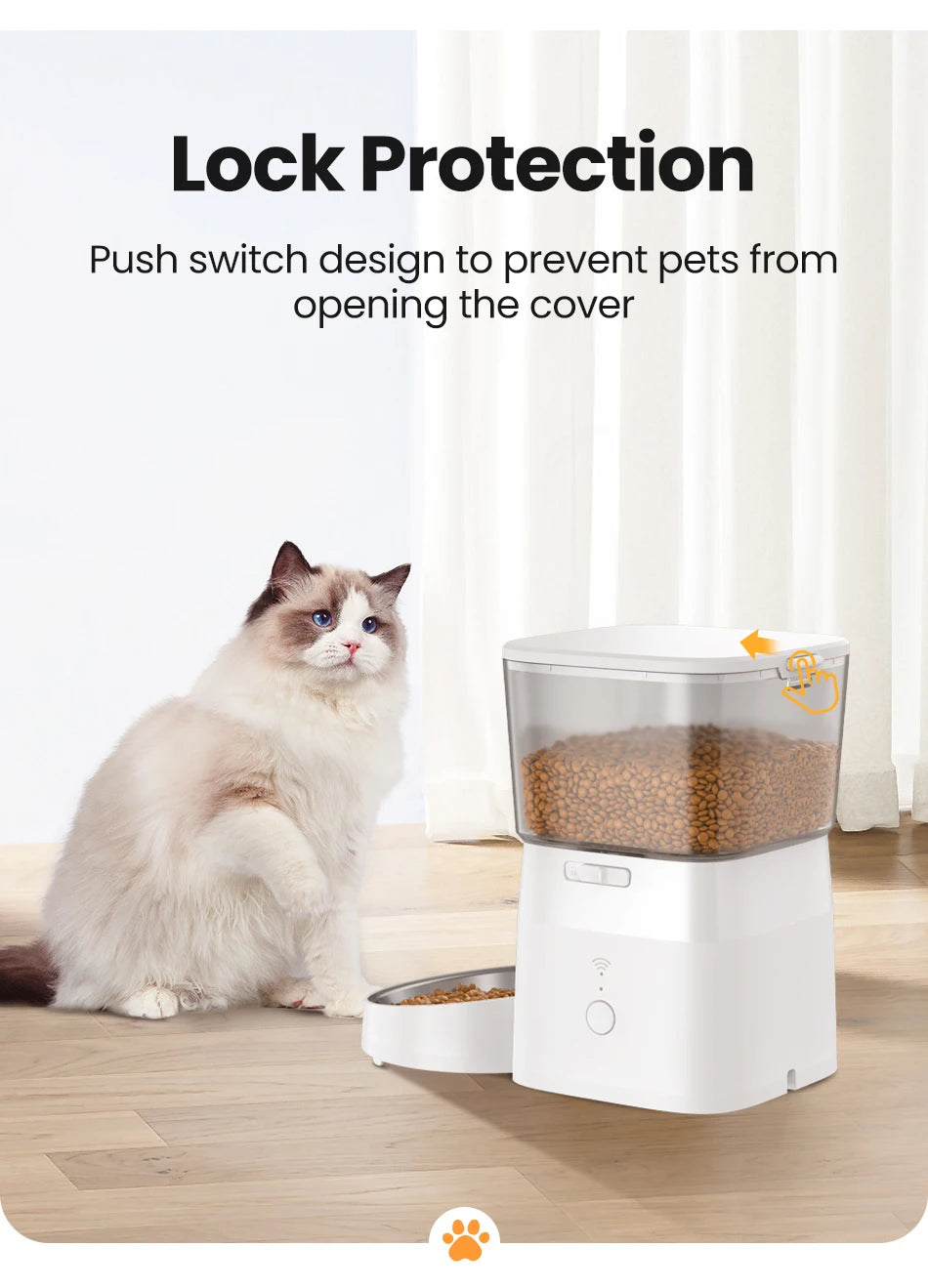 ROJECO 2L Automatic Cat Feeder WIFI Smart Pet Food Dispenser For Dry Food Dogs Kibble Dispenser With Remote Control Accessories