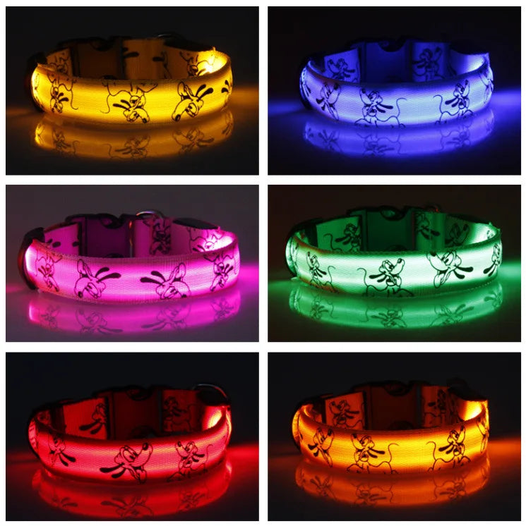 Nylon LED Dog Light Collar Cat Night Safety Flashing Glow Dark Electric Pets Head Chain for Small Middle Pug Dogs