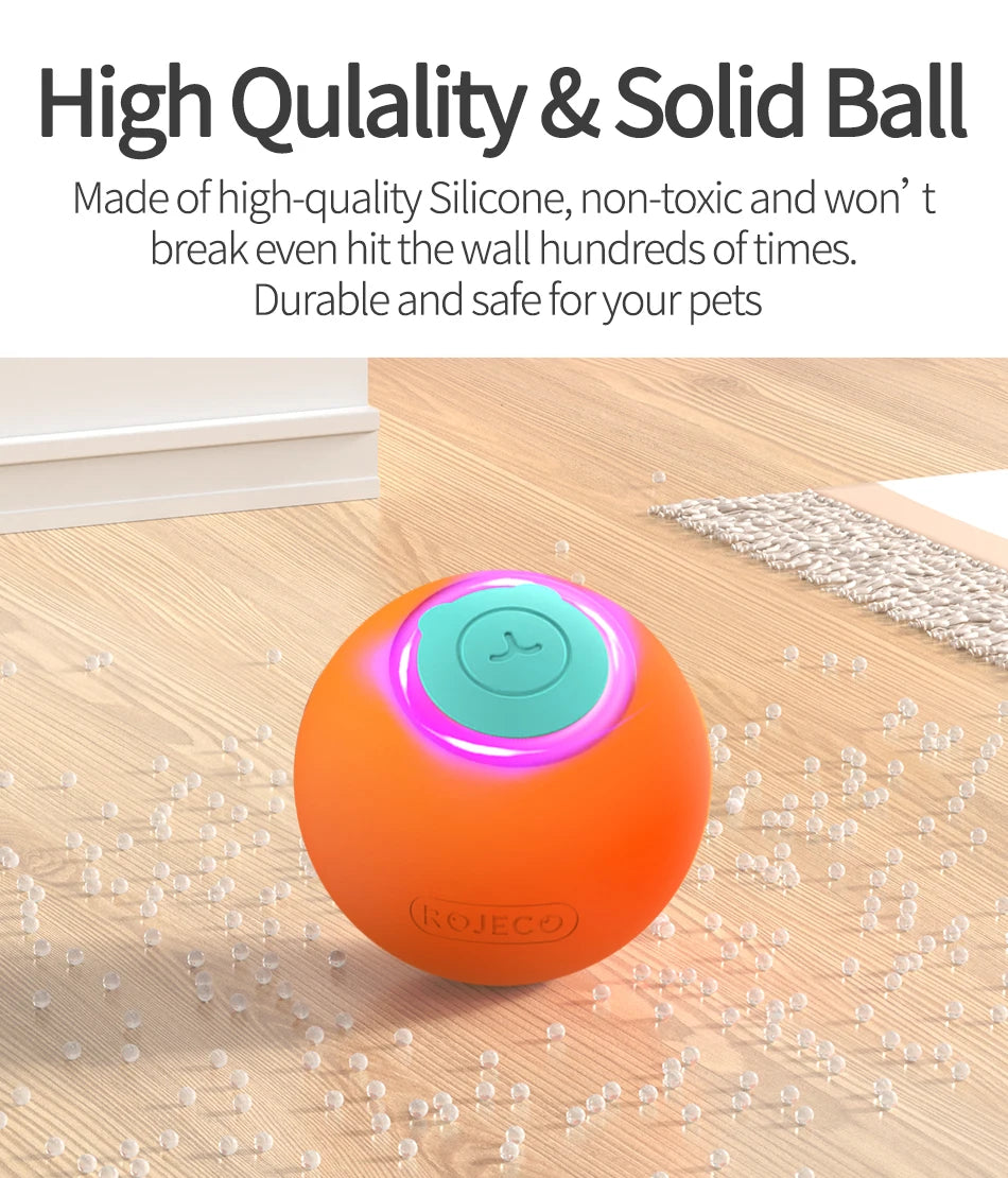 ROJECO Smart Cat Toys Interactive Cat Bouncing Ball Automatic Rolling Ball Training 360° Auto-Rotating Electric Toy For Dog Pet