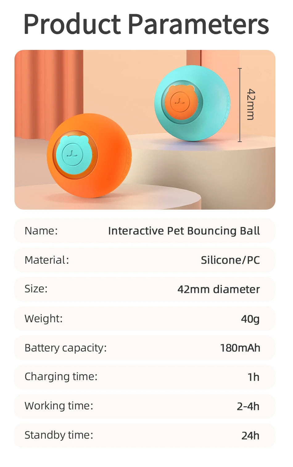 ROJECO Smart Cat Toys Interactive Cat Bouncing Ball Automatic Rolling Ball Training 360° Auto-Rotating Electric Toy For Dog Pet