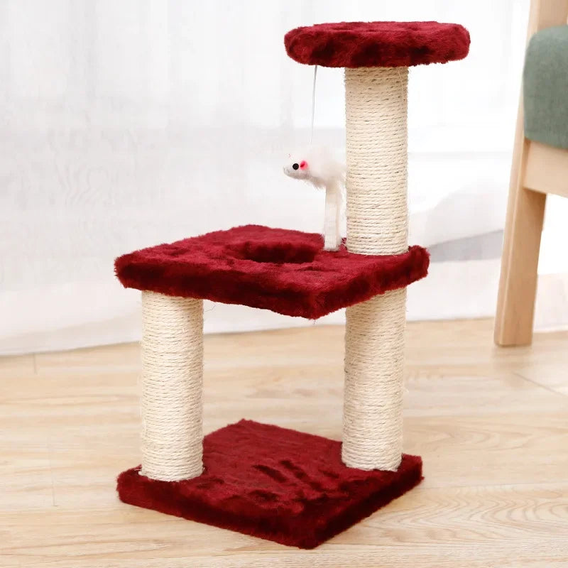 3-Layers Cats Toys Scratching Post Sisal Rope Three Pillars for Kitten Grind Claw Cat Climbing Frame Posts Pet Furniture