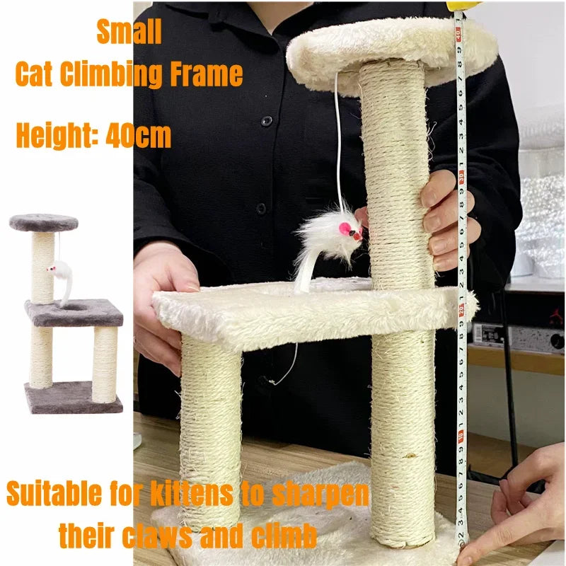 3-Layers Cats Toys Scratching Post Sisal Rope Three Pillars for Kitten Grind Claw Cat Climbing Frame Posts Pet Furniture