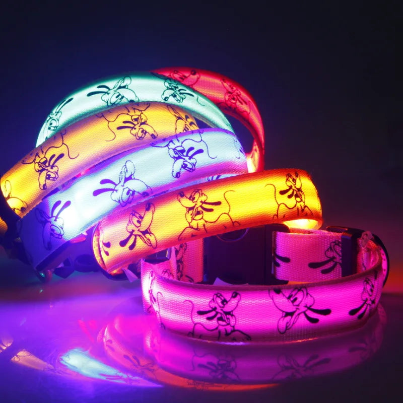 Nylon LED Dog Light Collar Cat Night Safety Flashing Glow Dark Electric Pets Head Chain for Small Middle Pug Dogs