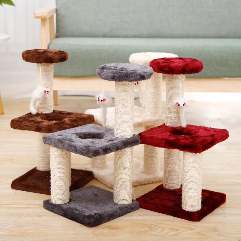 3-Layers Cats Toys Scratching Post Sisal Rope Three Pillars for Kitten Grind Claw Cat Climbing Frame Posts Pet Furniture