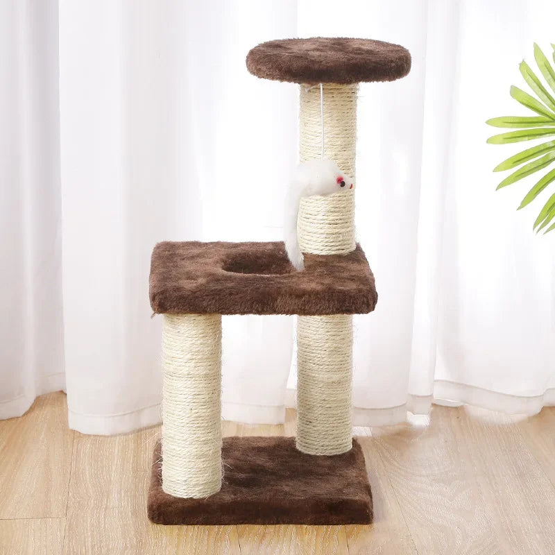 3-Layers Cats Toys Scratching Post Sisal Rope Three Pillars for Kitten Grind Claw Cat Climbing Frame Posts Pet Furniture