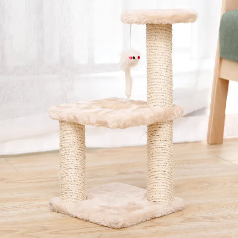 3-Layers Cats Toys Scratching Post Sisal Rope Three Pillars for Kitten Grind Claw Cat Climbing Frame Posts Pet Furniture